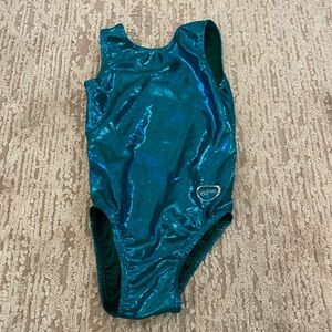 girls teal ozone leotard for gymnastics